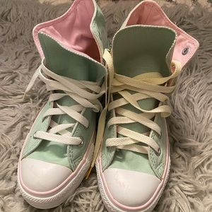 Pastel Pink/Green Converse Sneakers Sz 5 boys